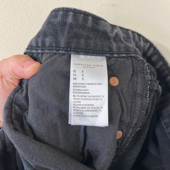 American Eagle Highest Rise 90s Boyfriend Short Black Denim Shorts Size 8 - Picture 11 of 11